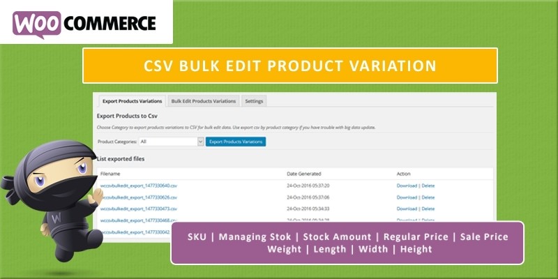 WooCommerce CSV Bulk Edit Product Variation Plugin