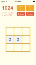 1024 Puzzle Game - iOS App Source Code Screenshot 3