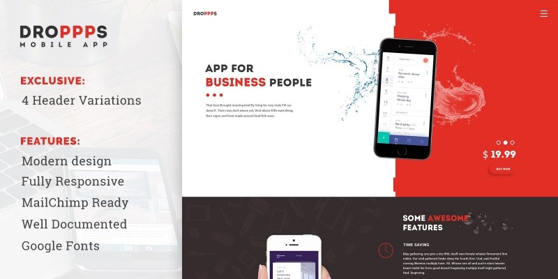 Droppps - Mobile App Landing Page