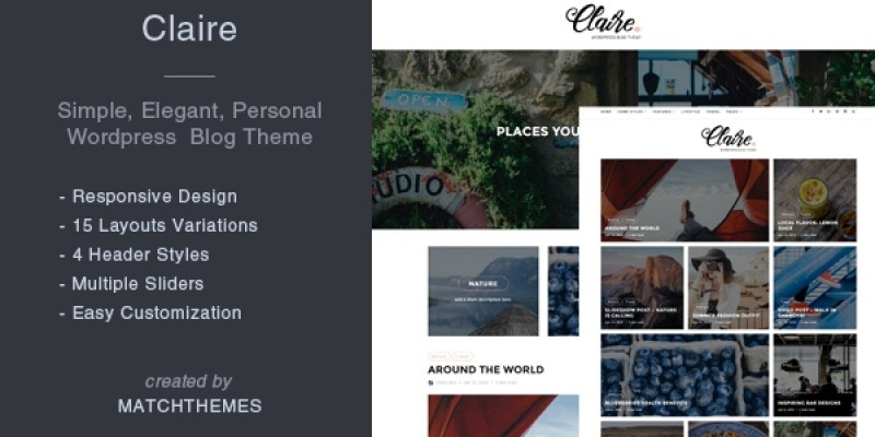Claire - Personal Blogging WordPress Theme