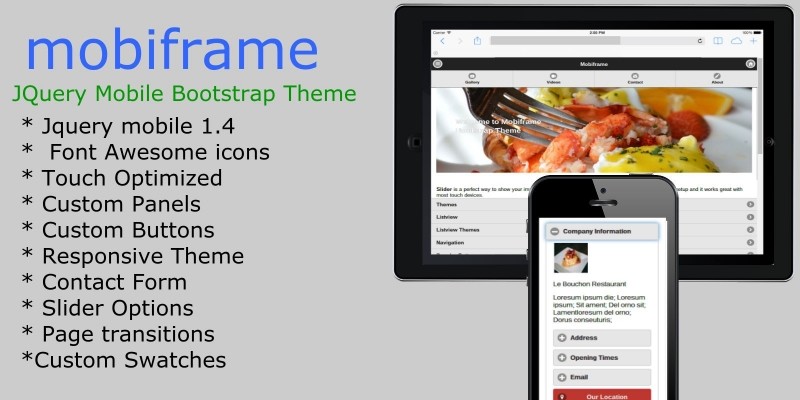 Mooiframe - jQuery Mobile Bootstrap HTML Template