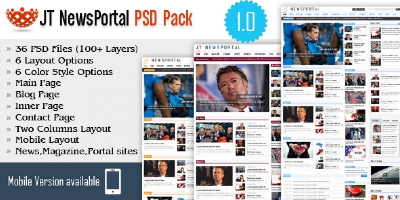 JT News Portal PSD Pack