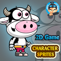 Cow 2D Game Character Sprites