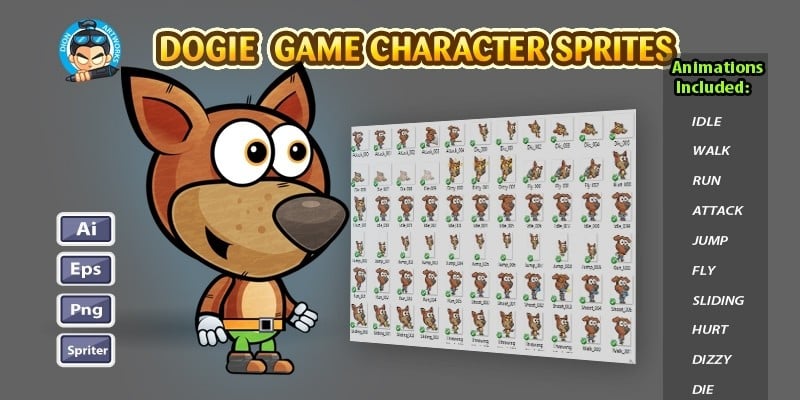 Dogie 2D Game Character Sprites