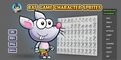 Rat 2D Game character Sprites