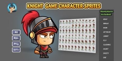Knight 2D Game Character Sprites