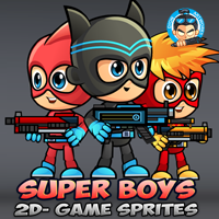 Super Boys 2D Game Sprites
