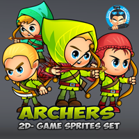 Archers 2D Game Sprites Set