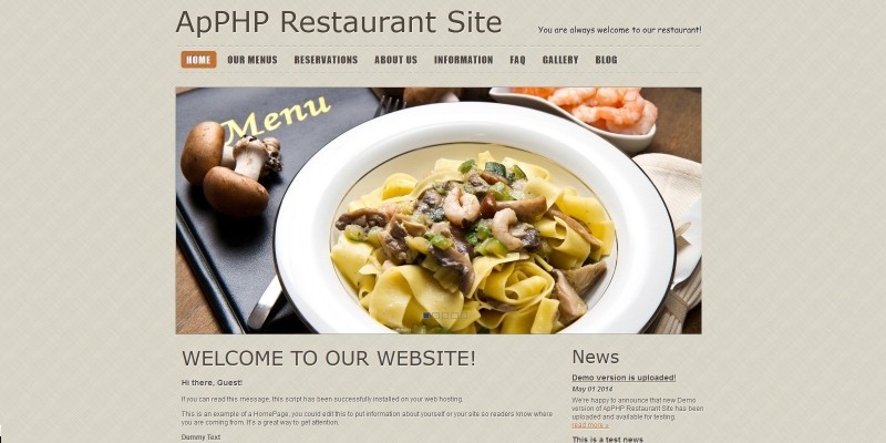 PHP Restaurant Menu Site