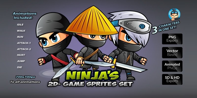 Ninja Game Sprites Set