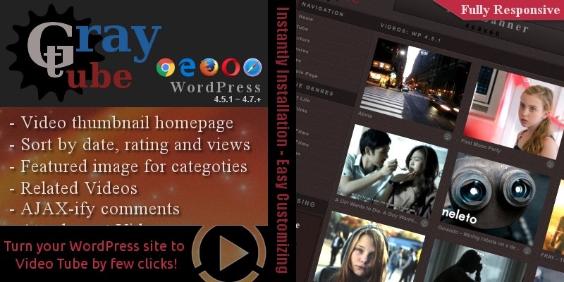 WPTubeGray - WordPress Video Tube Theme