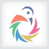 Colorful Shutter Bird Logo Template