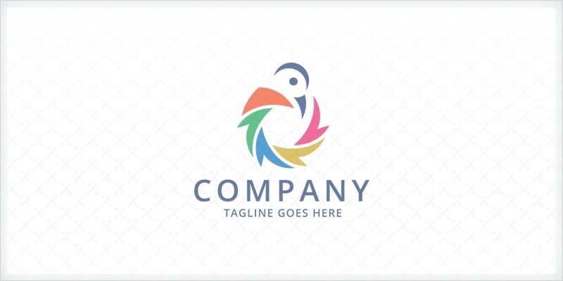 Colorful Shutter Bird Logo Template