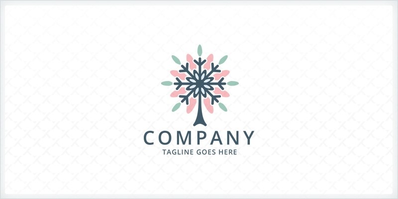 Snowflake Tree Logo Template