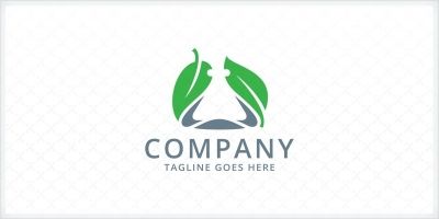 Flask and Leaves - Laboratory Logo Template