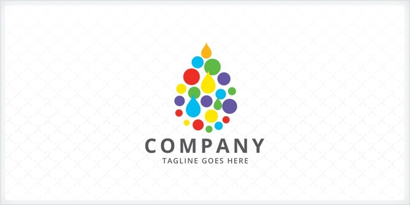 Rainbow Water Droplet Logo Template