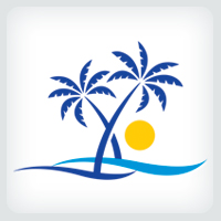 Palm Tree Beach Logo Template