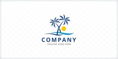 Palm Tree Beach Logo Template