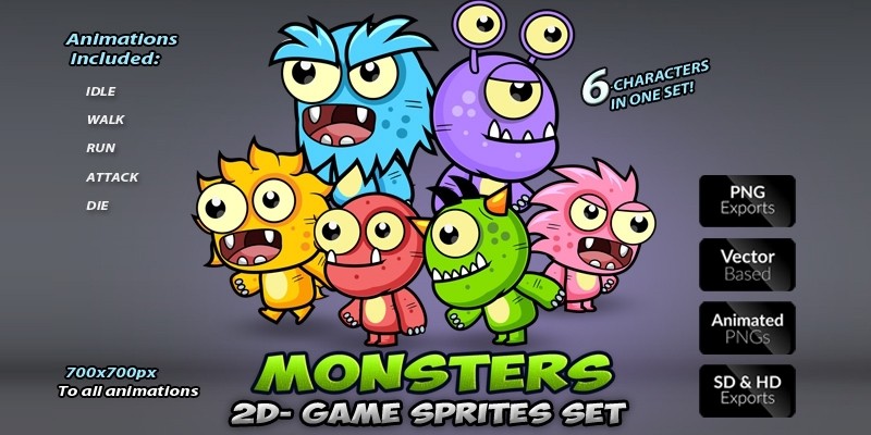 Monster Game Enemies Character Sprites