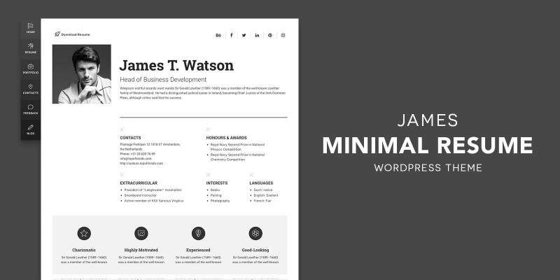 James - Resume & Portfolio WordPress