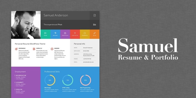 Samuel - Resume And Portfolio WordPress Theme