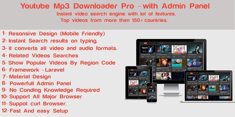 YoutoobMp3 Downloader Pro With Admin Panel