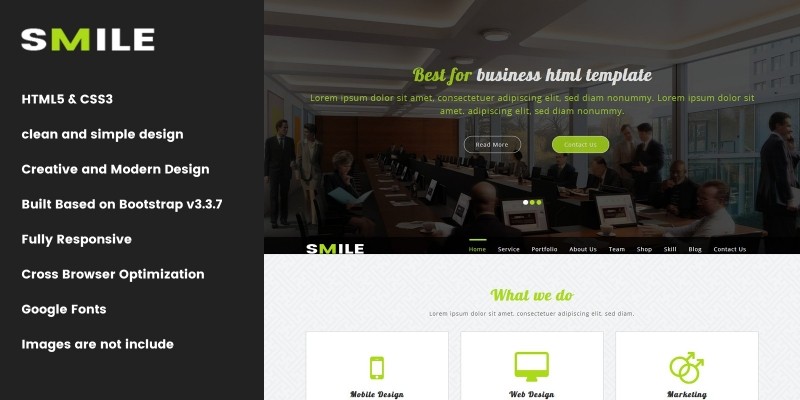 Smile - Onepage Parallax Business Template