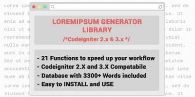 Loremipsum Generator Codeigniter Library