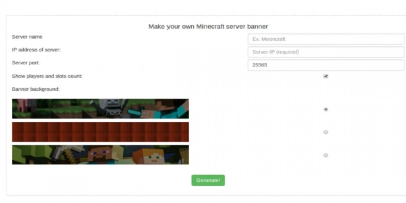 Minecraft Servers Banner Generator
