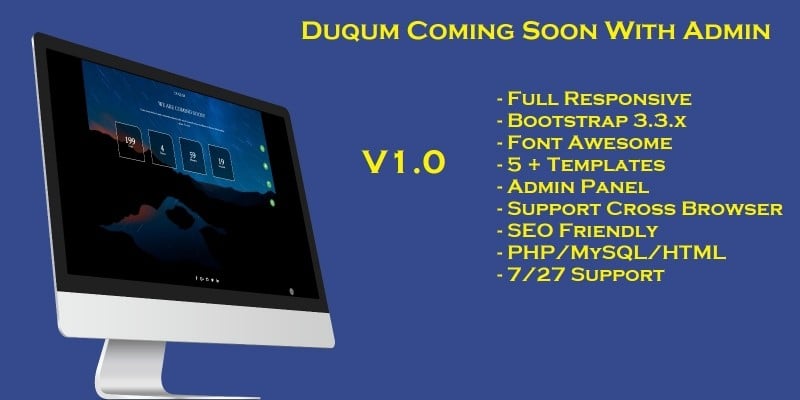 DUQUM Coming Soon Script With Admin Panel