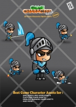  Blue Knight 2D Game Character Sprites Screenshot 1