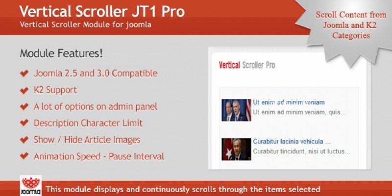 Vertical Scroller JT1 Pro - Joomla Module