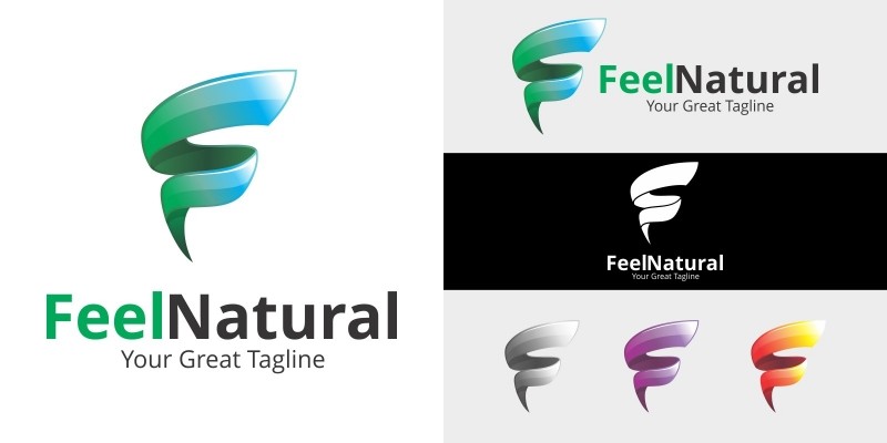 Letter F Logo - Feel Natural Logo Template