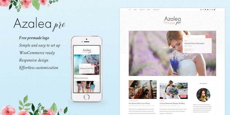 Azalea Pro - Elegant Blog and Shop WordPress Theme