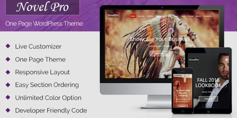 NovelPro - One Page WordPress Theme