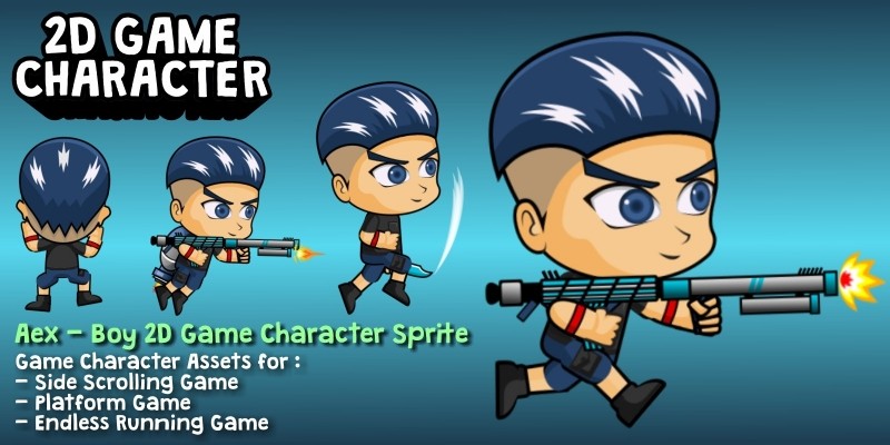 Aex - Boy 2D Game Character Sprite