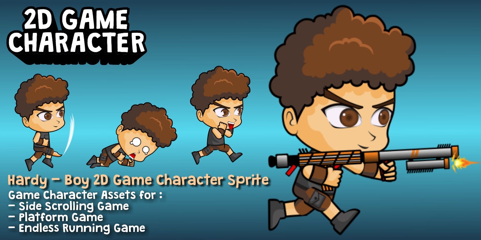 Hardy - Boy 2D Game Character Sprite