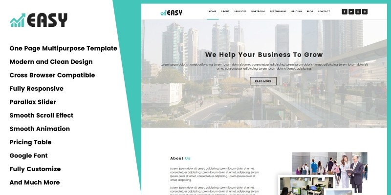 Easy - One Page HTML Business Template.
