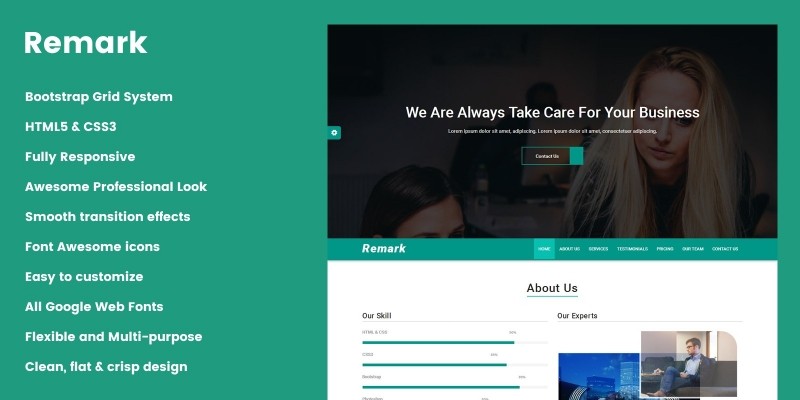Remark - One Page HTML Template.