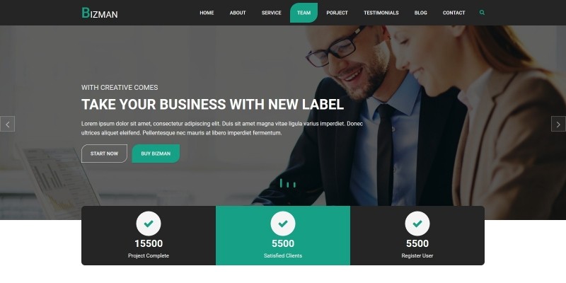 Bizman - Onepage Business Personal HTML Template