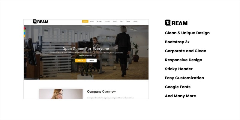 Dream - One Page Business Template