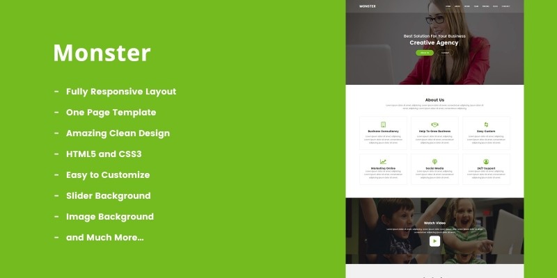 Monster - One Page MultiPurpose HTML5 Template.