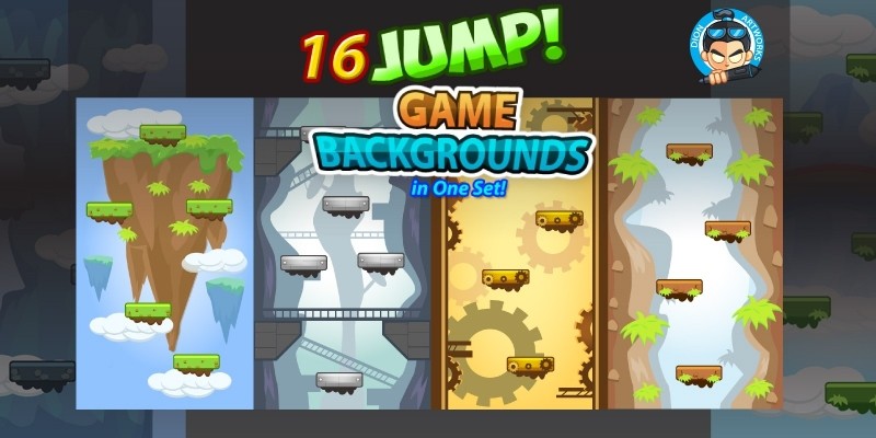 16 Jump Vertical Game Backgrounds Pack
