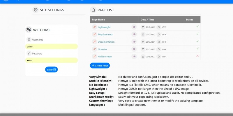 Henry CMS - Lightweight CMS Without Database