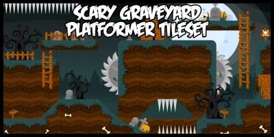 Scary Graveyard - Platformer Tileset