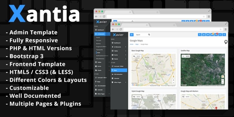 Xantia - Admin Theme Template HTML And PHP