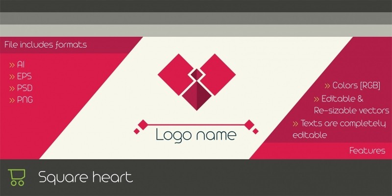 Square Heart  Logo Template