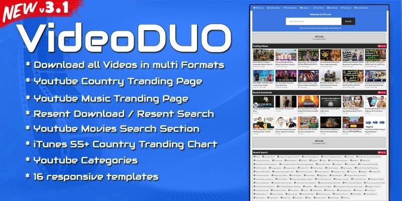 VideoDuo - Video Search Engine PHP Script