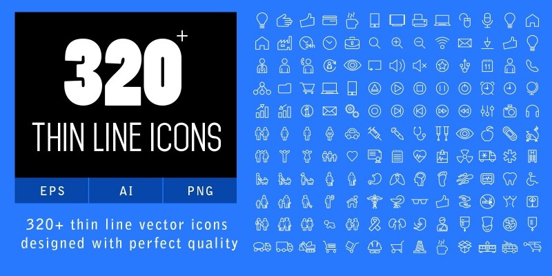 320 Thin Line Icons