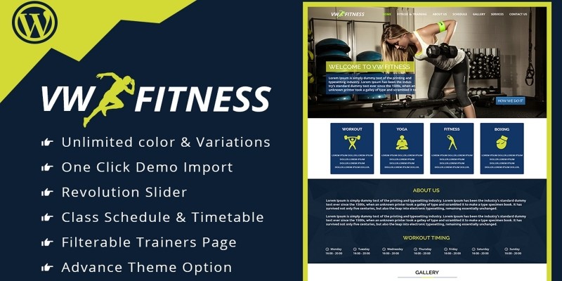 VW Fitness Pro - WordPress Theme